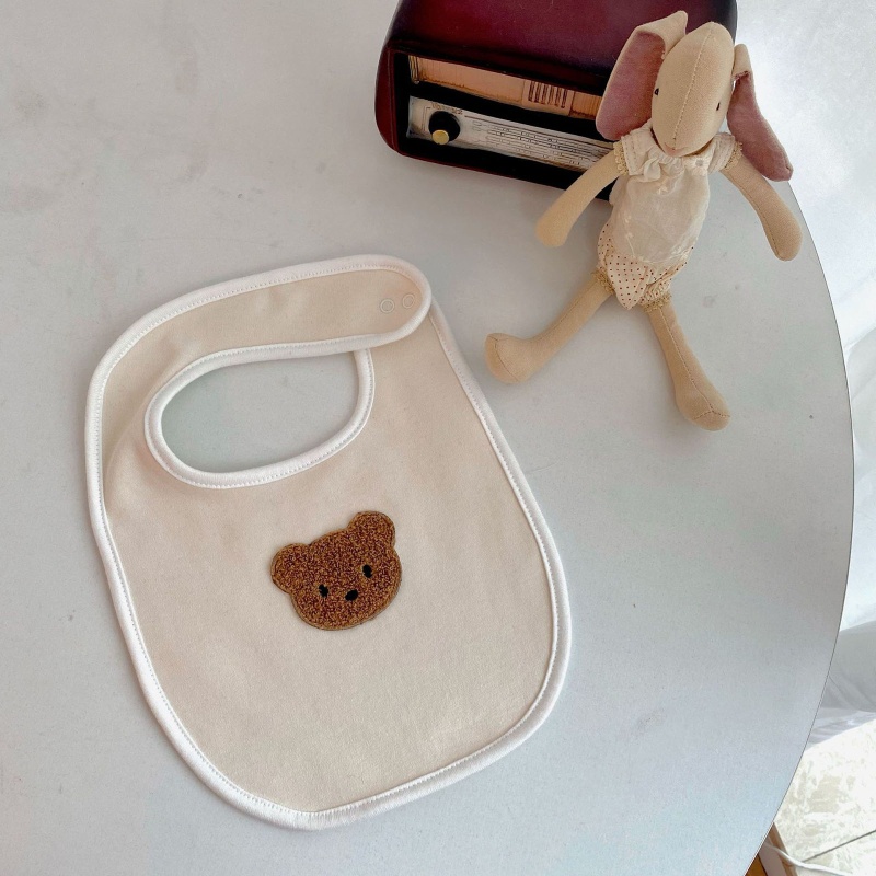 Yếm Ăn Cotton Mềm Mại Thêu Hình Gấu Xinh Xắn Dành Cho Bé