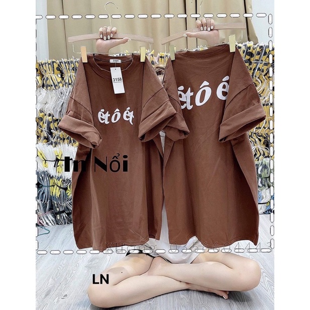 Áo phông ét ô ét chữ lượn in 2 mặt TH6