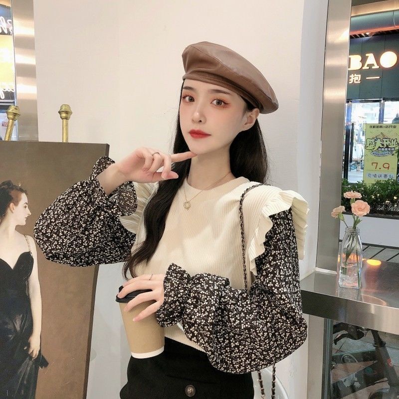 Áo Sweater tay dài giả nhiều lớp thiết kế ngọt ngào cho nữ