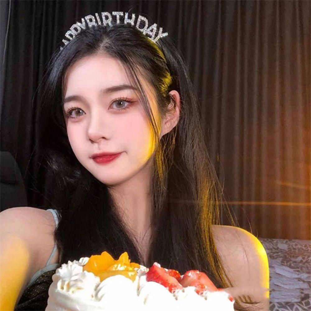 Băng Đô Cài Tóc Bằng Hợp Kim Họa Tiết Chữ Happy Birthday 15H Sang Trọng Phong Cách Hàn Quốc