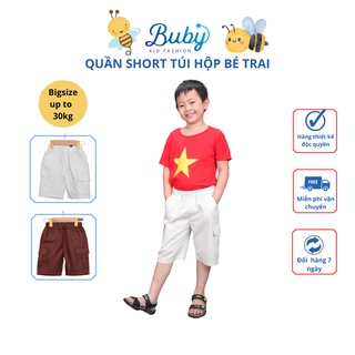 Quần short túi hộp bé trai BUBY. Quần Kaki sooc lửng mặc mùa hè thoáng mát cho bé đi học đi chơi từ 1 2 3 4 5 6 7 8 tuổi