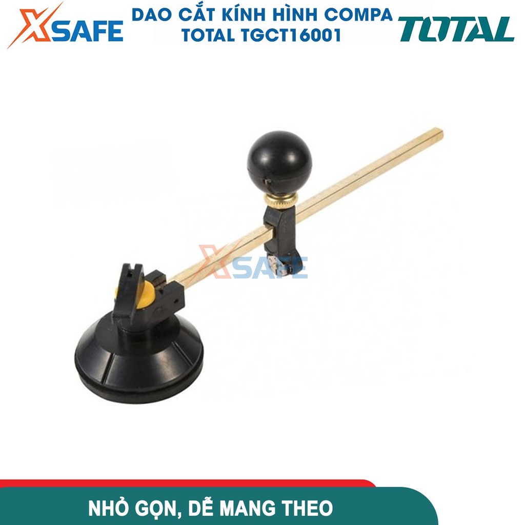 Dao cắt kiếng hình compa 600mm TOTAL TGCT16001, lưỡi dao YG6X, cốc hút cao su, thước đo kim loại - chính hãng
