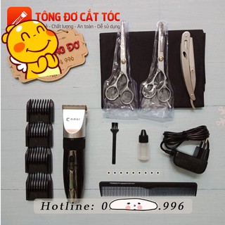 Combo Tông Đơ Cắt Tóc Codol 531 + Kéo tỉa + Kéo cắt + Lược + Dao cạo đa năng + Áo choàng