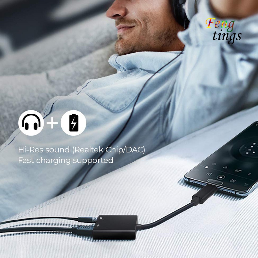 Đầu Chuyển Đổi Âm Thanh 2 Trong 1 Type-C Sang 3.5mm Chuyên Dụng