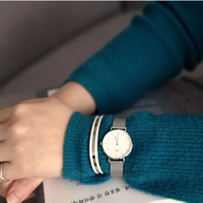 [𝐆𝐈𝐅𝐓 𝐒𝐄𝐓]Đồng Hồ Nữ Daniel Wellington Classic Petite Sterling White & Vòng Tay DW Slim Cuff Chính Hãng - OtisWatch