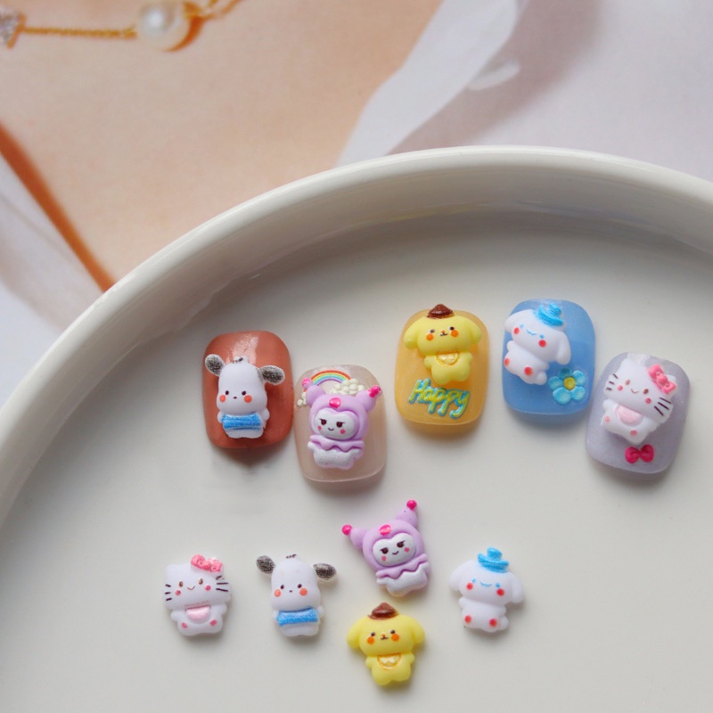 SANRIO Bộ 50 Phụ Kiện Trang Trí Móng Tay 3D Hình Động Vật Xinh Xắn