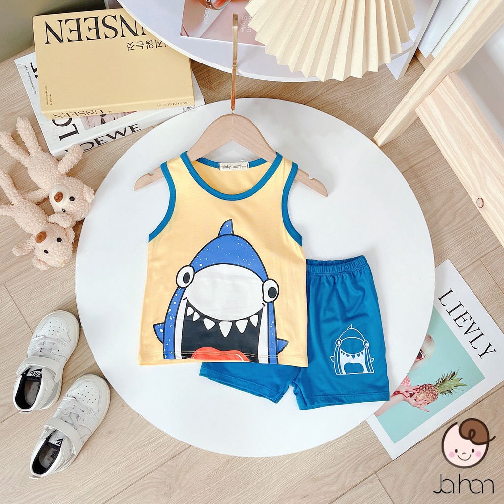 Bộ Ba Lỗ Bé Trai, Bé Gái Minky Mom Vải Thun Lạnh In Hình Thú Nhiều Màu Dễ Thương, Bộ Quần Áo Cho Bé Mặc Nhà BL2