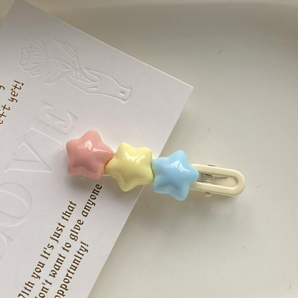 Kẹp Tóc Ba Màu Hình Ngôi Sao / Trái Tim Năm Cánh Ngọt Ngào Dễ Thương Cho Nữ