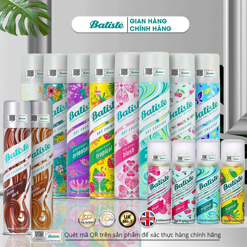 [Chính hãng][UK] Dầu gội đầu khô Batiste Hết ngứa, hết bết đầu tức thì - 50ml - 200ml