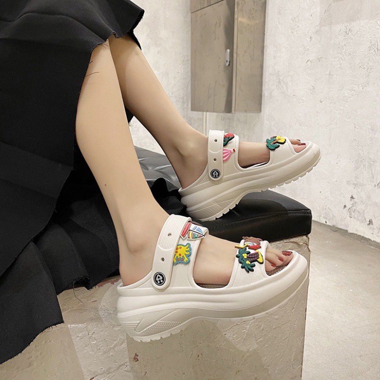 Dép sandal cross đế dày  6cm tăng chiều cao  cho nữ dép sandall ulzzang cao gót, xăng đan đế xuồng