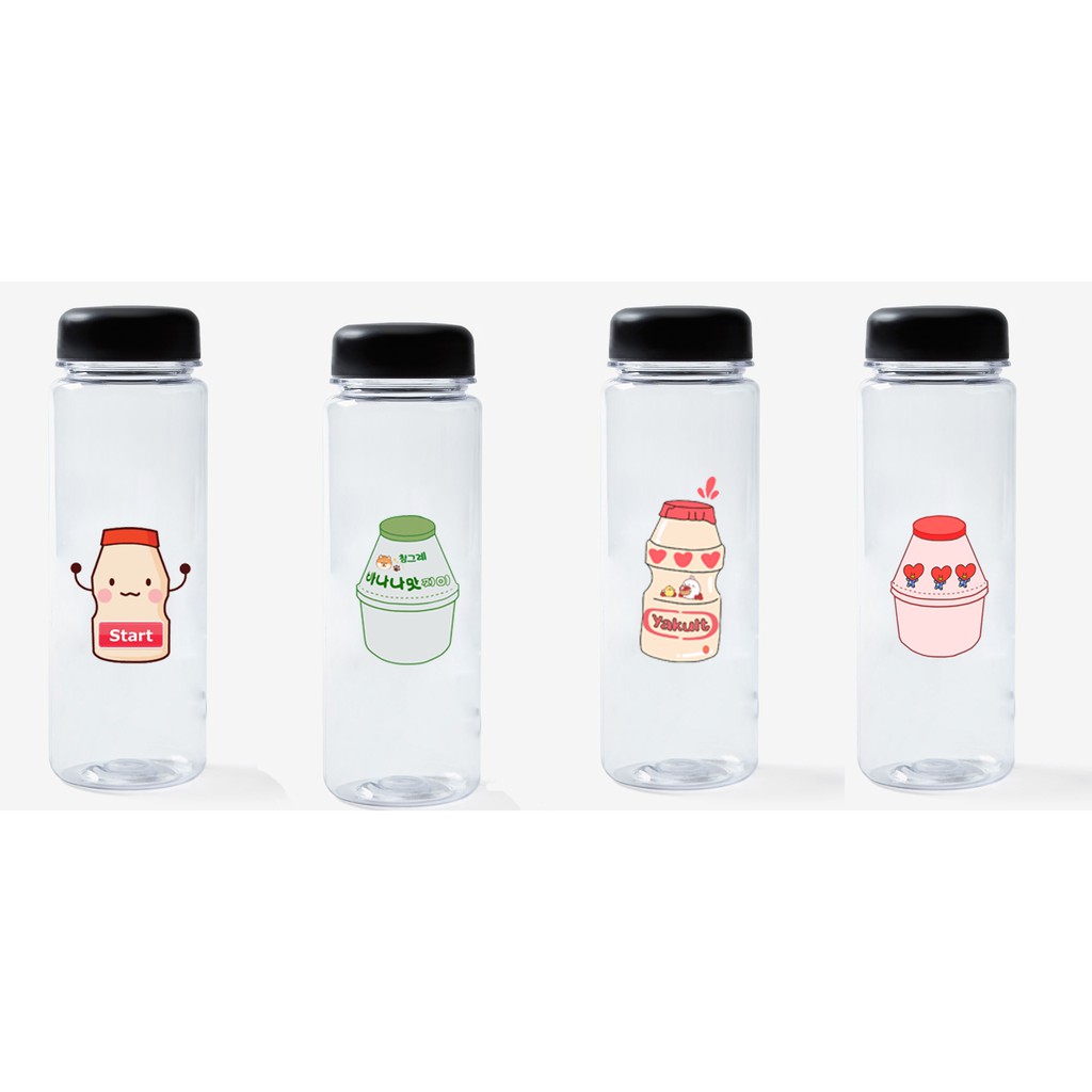 Bình nước yakult nhựa in màu BNI25 500ml bình nước hoạt hình bình nước dễ thương