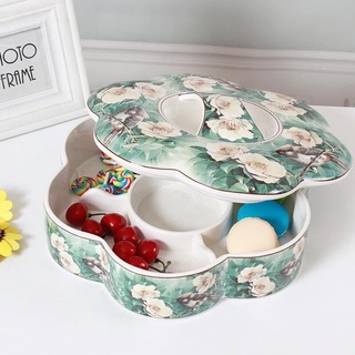 [Khay đựng mứt tết hình hoa 5 cánh bằng sứ, hũ đựng bánh kẹo, các loại hạt khô