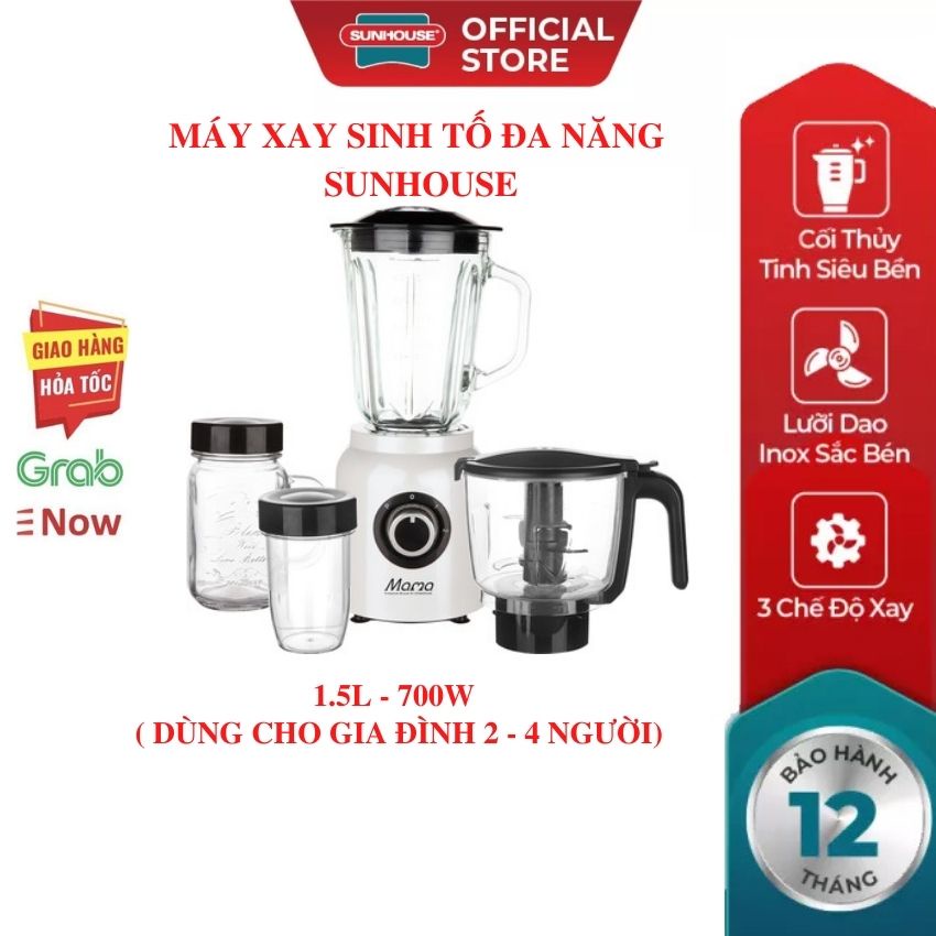 Máy xay sinh tố đa năng mini  SUNHOUSE 1.5L 1.25L 1.2L 3 cối máy xay hoa quả thực phẩm khô xay thịt