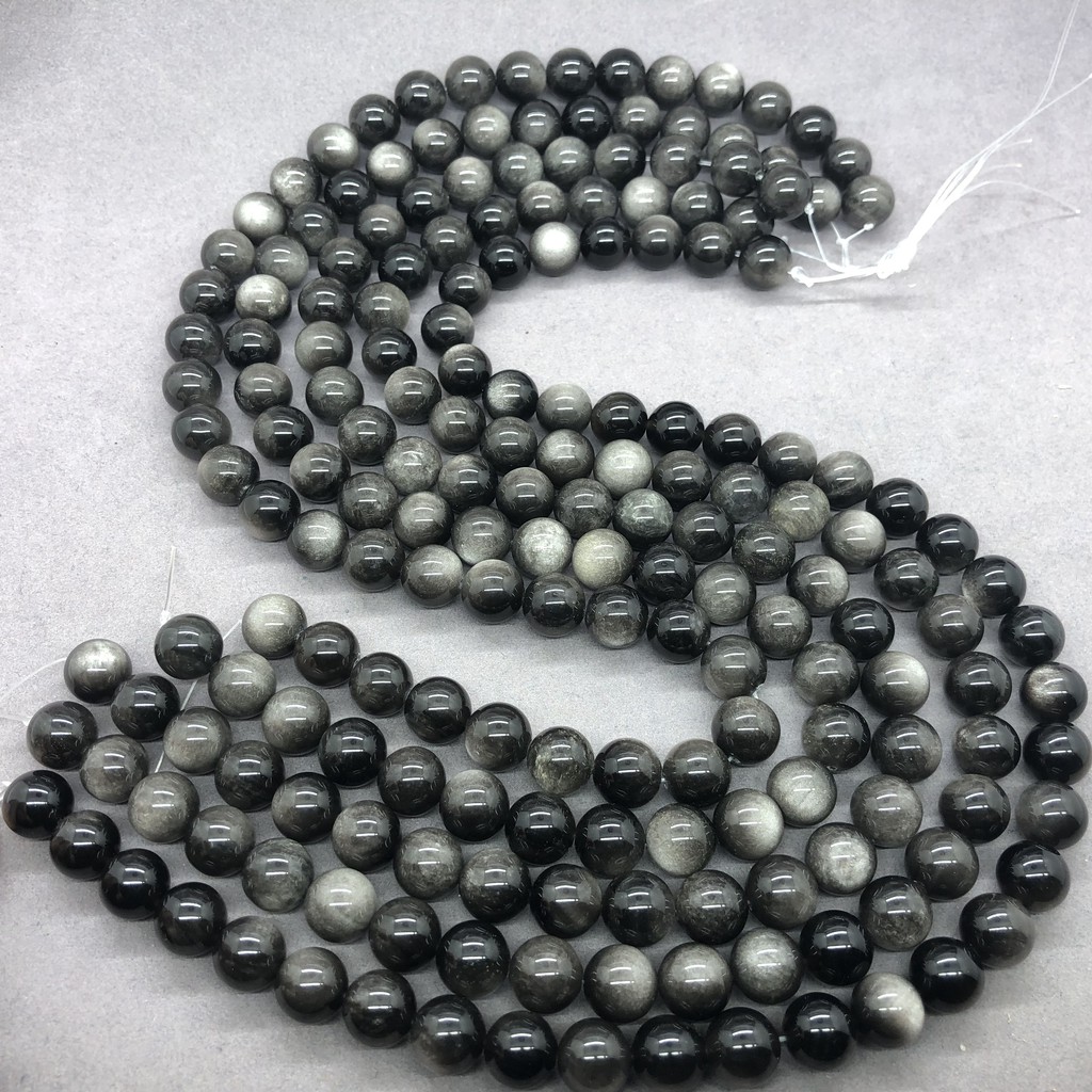 Chuỗi Hạt Đá Obsidian Đôi Mắt Thiên Nhiên 5A 6-14mm Tự Làm Trang Sức