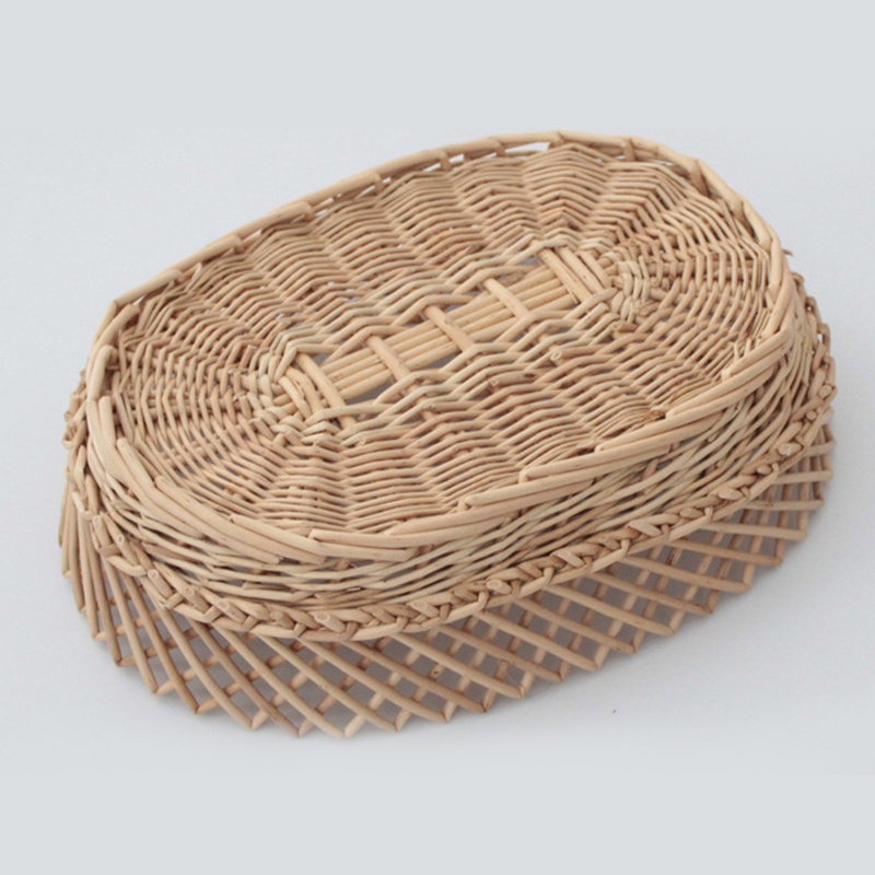 Giỏ Đựng Bánh Mì / Trái Cây Bằng Sợi Liễu Gai Đan Tay Hình Oval Nhỏ Gọn Dành Cho Apple