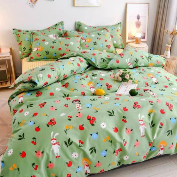 Bộ Chăn Ga Gối Bé Thỏ Cotton cotton 80%  1m6/1m8/2m  Maibedding