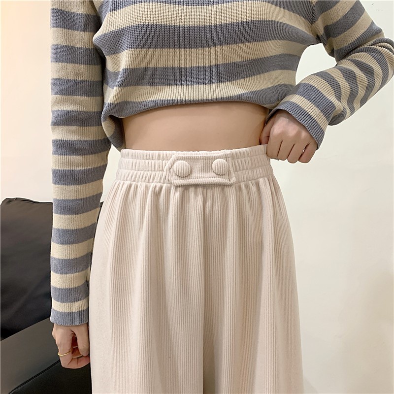 Porozi  Quần Dài Ống Rộng Lưng Cao Thời Trang Hàn Quốc Cho Nữ Size S-2XL