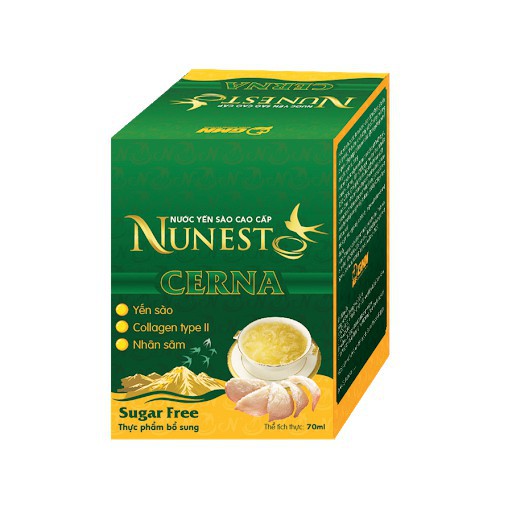 Hộp yến sào cao cấp nhân sâm collagen không đường Nunest Cerna (6 lọ x 70ml)  _SuBaby