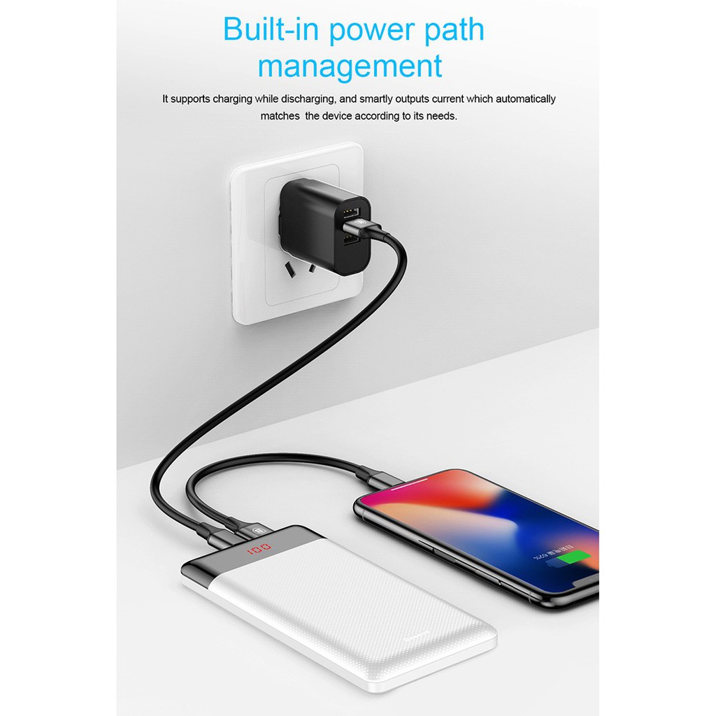 Pin dự phòng Baseus Mini Cu Power Bank External Batterie 10000 mAh 2x USB 2.1A