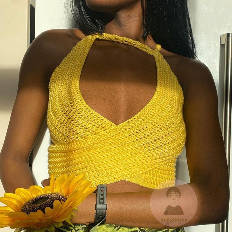 Áo Dệt Kim Hai Dây Màu Sắc Thời Trang Mùa Hè Cho Nữ