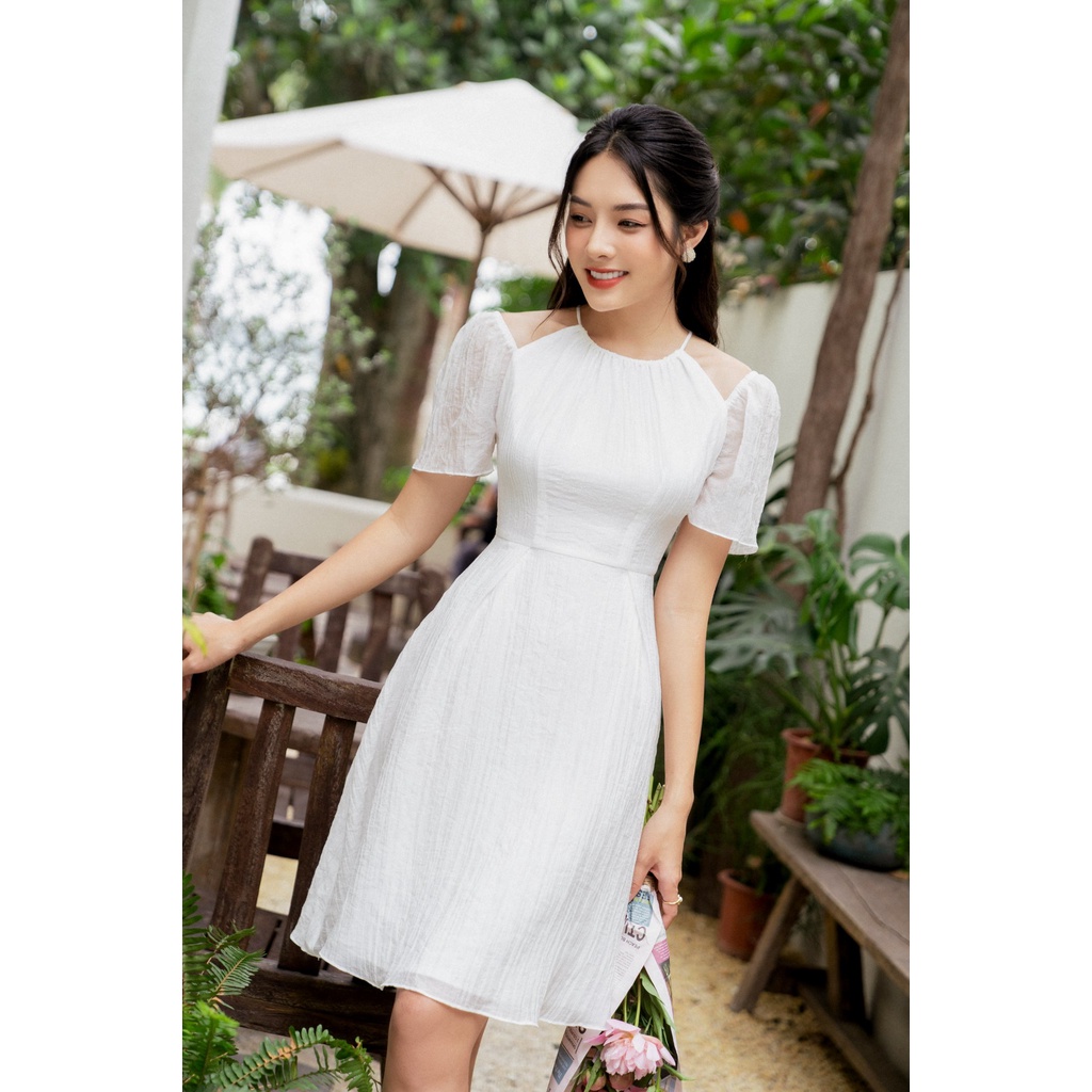 Váy cổ tròn yếm chun vai TIINSTORE V0T552