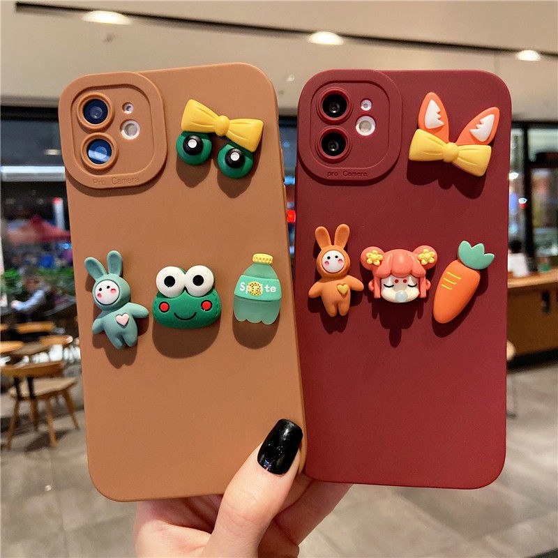 Ốp lưng điện thoại cạnh vuông gắn charm thỏ  iphone 7plus x xsmax 11 11promax 12 12pro 12promax 13 13pro 13promax DT13
