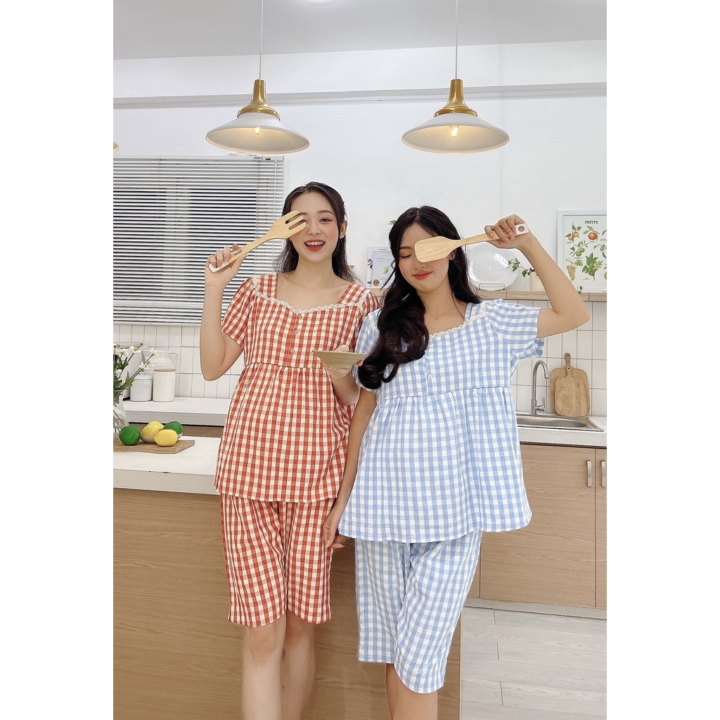 Bộ bầu mặc nhà lửng karo trẻ trung
