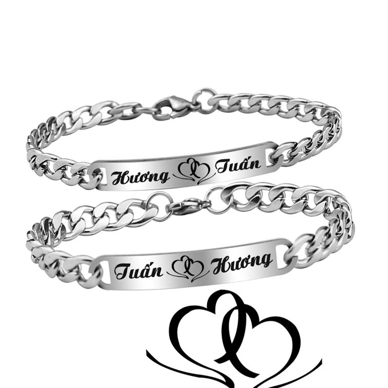 Vòng tay cặp đôi khắc tên theo yêu cầu