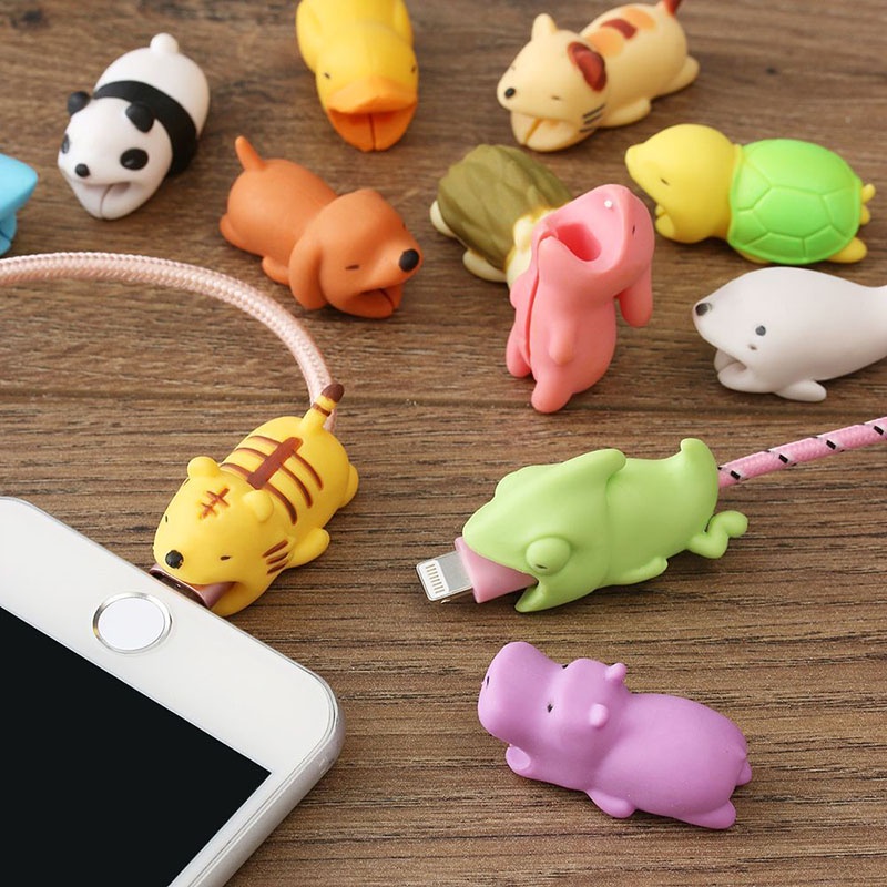1 Phụ Kiện Quấn Bảo Vệ Dây Cáp Iphone Hình Động Vật Thỏ Chó Mèo Ngộ Nghĩnh