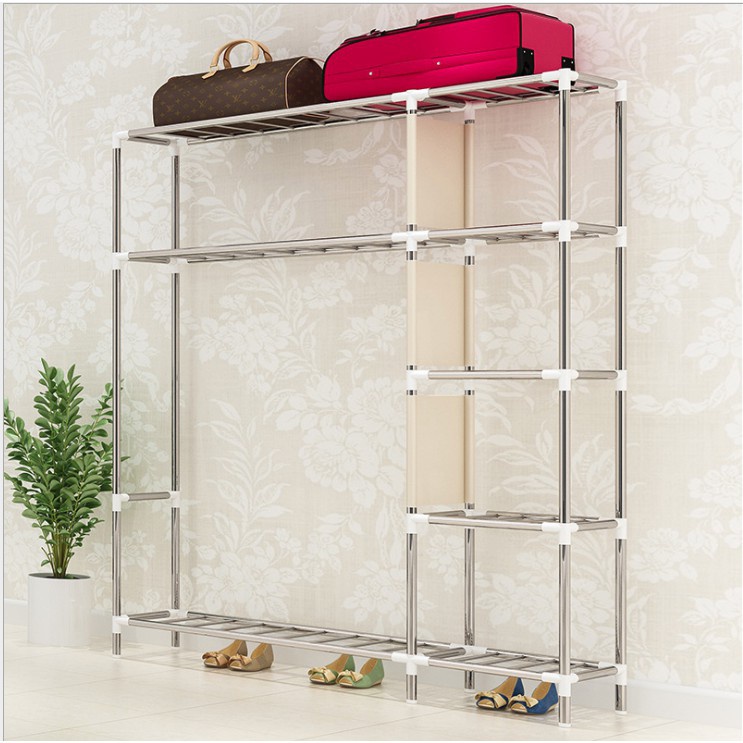 Tủ quần áo lắp ghép khung thép titan 2 buồng siêu bền siêu chắc