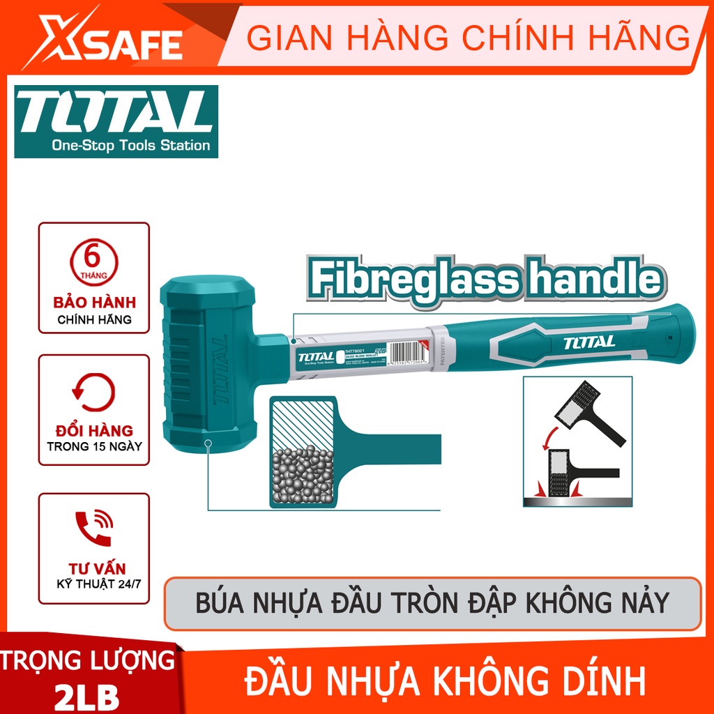 Búa nhựa đầu tròn đập không nảy TOTAL THT79021 trọng lượng 2LB, bề mặt nhựa không dính, không tạo lửa - [XSAFE]