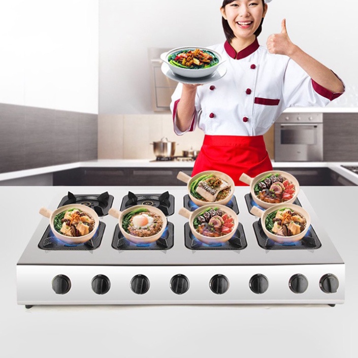 Bếp Mỳ Cay 8 lò 8 cửa - Bếp bánh xèo 8 lò - bếp 8 lò inox