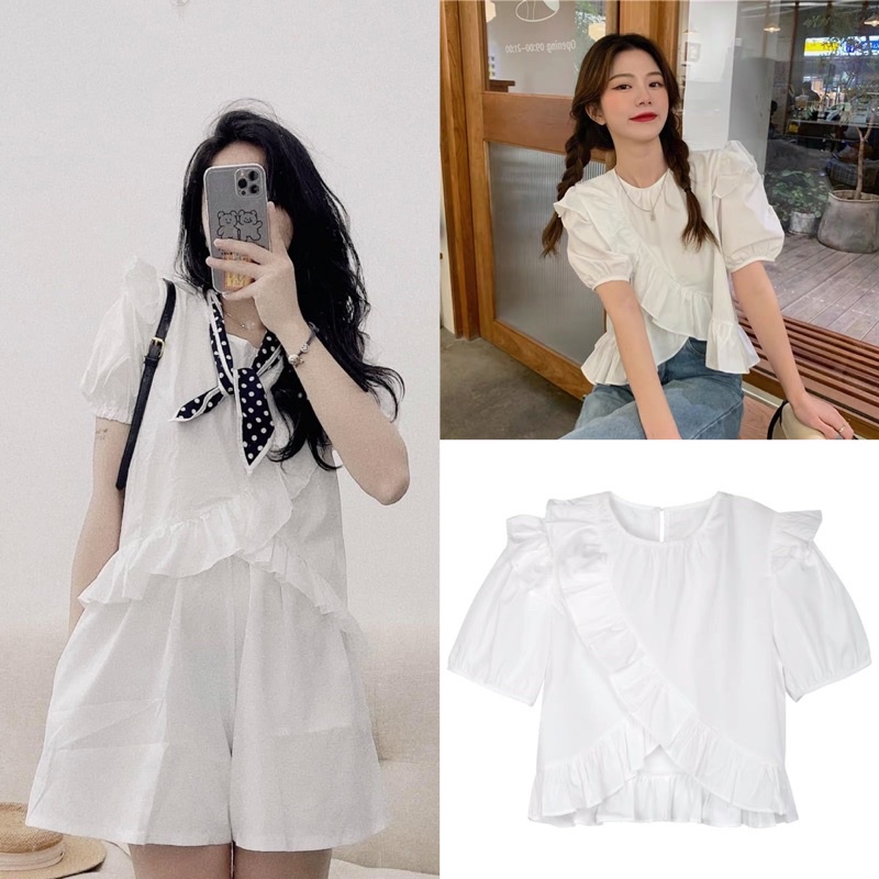 Áo voan bèo vạt chéo