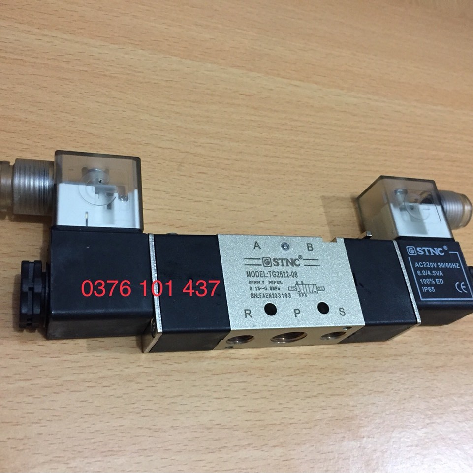 VAN ĐIỆN TỪ KHÍ NÉN SOLENOID 5/2 TG 2522-08 STNC, VAN ĐIỀU KHIỂN XI LANH KHÍ NÉN, VAN KHÍ NÉN 2 ĐẦU ĐIỆN  SOLENOID