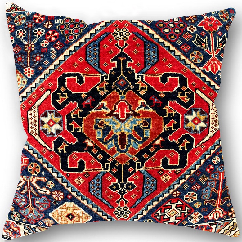 Vỏ gối sofa vải lanh họa tiết thổ cẩm phong cách vintage độc đáo 45x45cm
