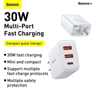 Củ sạc nhanh cốc sạc nhanh Baseus Compact Quick Charger nhỏ gọn 20W/30W hỗ trợ sạc nhanh QC3.0 PD3.0