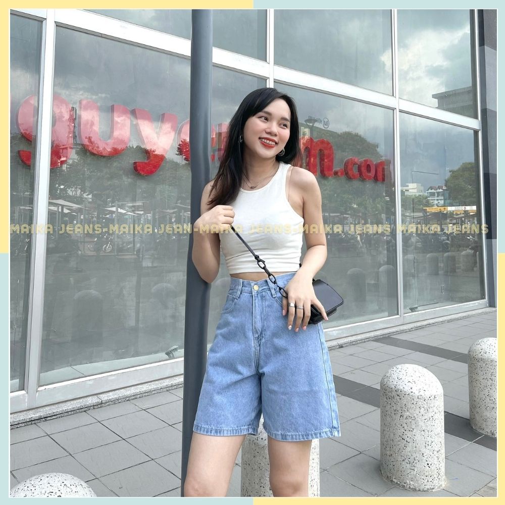 QUẦN JEANS NỮ LỬNG TRƠN LƯNG CAO DỄ PHỐI ĐỒ MK70