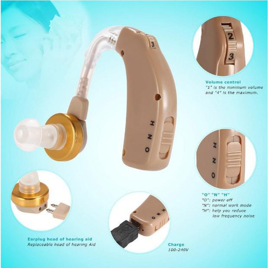 Máy trợ thính không dây , đeo sau tai Axon C-108 pin sạc, tiện lợi