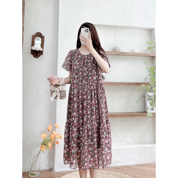 Váy hoa baby doll đỏ