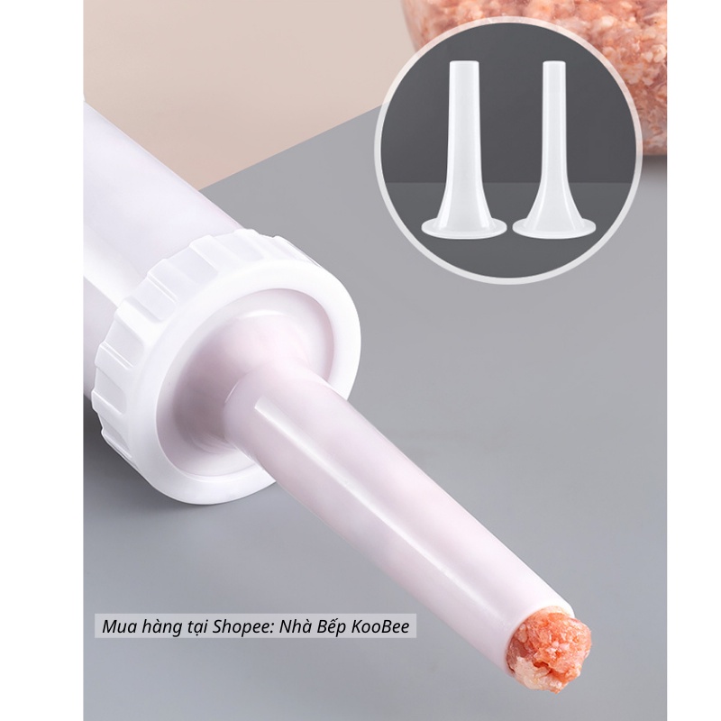 Dụng cụ nhồi xúc xích, lạp xưởng, nhồi thịt dồi sụn - Hàng loại 1 nhựa PP an toàn ống nhồi dày dặn và thanh vặn ren to K