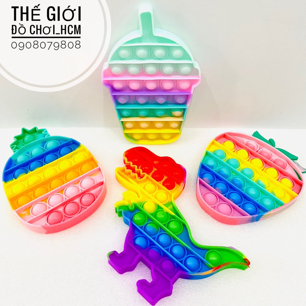 [HOT - VUI NHỘN] Đồ chơi bóp bong bóng Pop it Fidget toy, giúp giảm căng thẳng, hình hoa quả, khủng long.