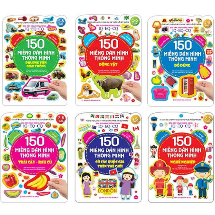 Sách - Combo 150 miếng dán hình thông minh ( 6 cuốn )