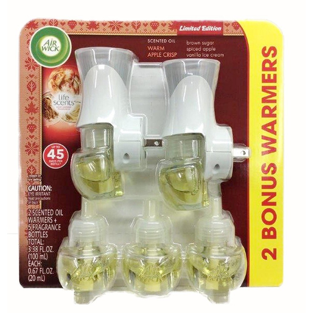 Bộ 5 chai tinh dầu + 2 máy phát Air Wick Scented Oil Warmers + 5x20ml Fragrances Bottles (Mỹ)
