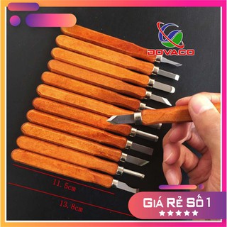 Bộ dao khắc đục tiện gỗ 12 món cao cấp V2