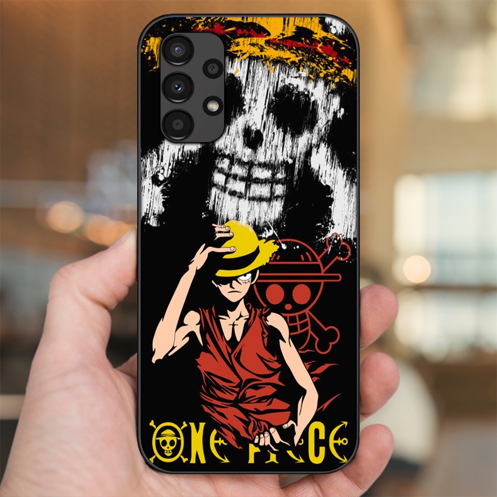 Ốp lưng Samsung A53, A72, A73 viền đen in hình Luffy One Piece