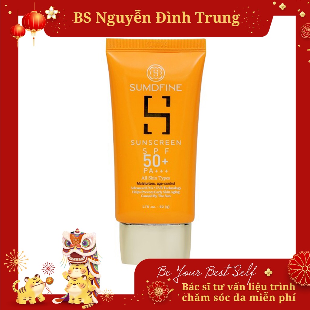 Kem Chống Nắng SumDfine Mọi Loại Da Chống Nắng Vật Lý Nâng Tone Sunscreen Hàn Quốc SPF 50+, PA+++