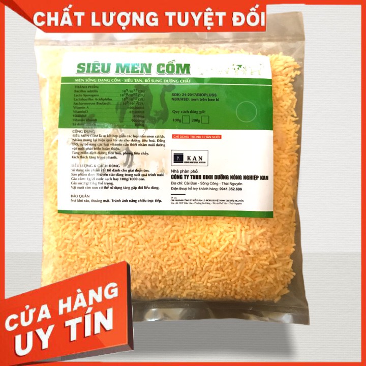 Siêu men cốm tăng hấp thu, hạn chế bệnh đường ruột, khô phân cho thú cưng, gà đá và gia súc gia cầm gói 100g