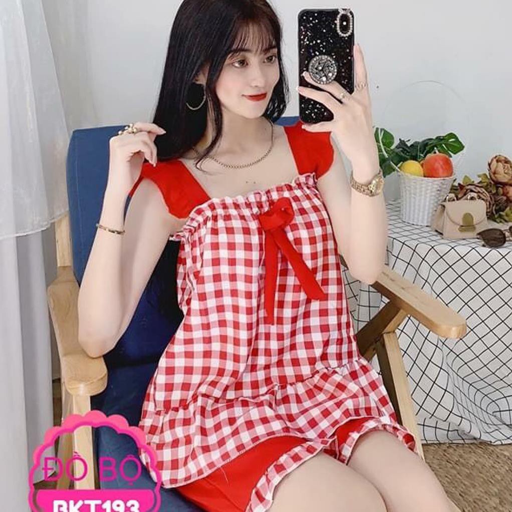 Đồ mặc nhà nữ💥 FREE SHIP 💥 Đồ bộ ngủ xinh xắn, kẻ sọc caro siêu dễ thương. DB2 | BigBuy360 - bigbuy360.vn