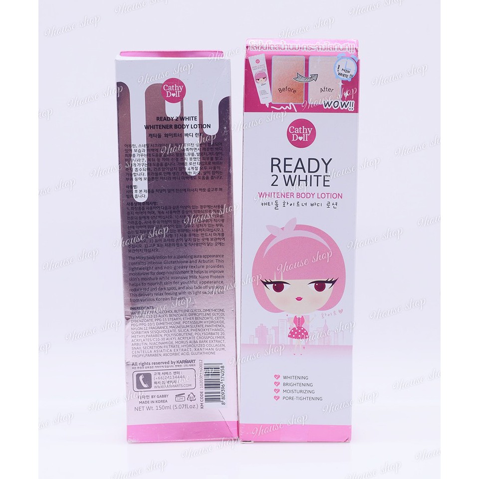 01 Dưỡng Thể Trắng Da Tức Thì Ready 2 White Body Lotion Cathy Doll Thái Lan 150ml