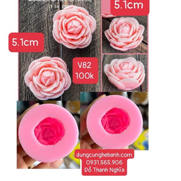 Khuôn Silicon Hoa Hồng Trà V82 5.1CM